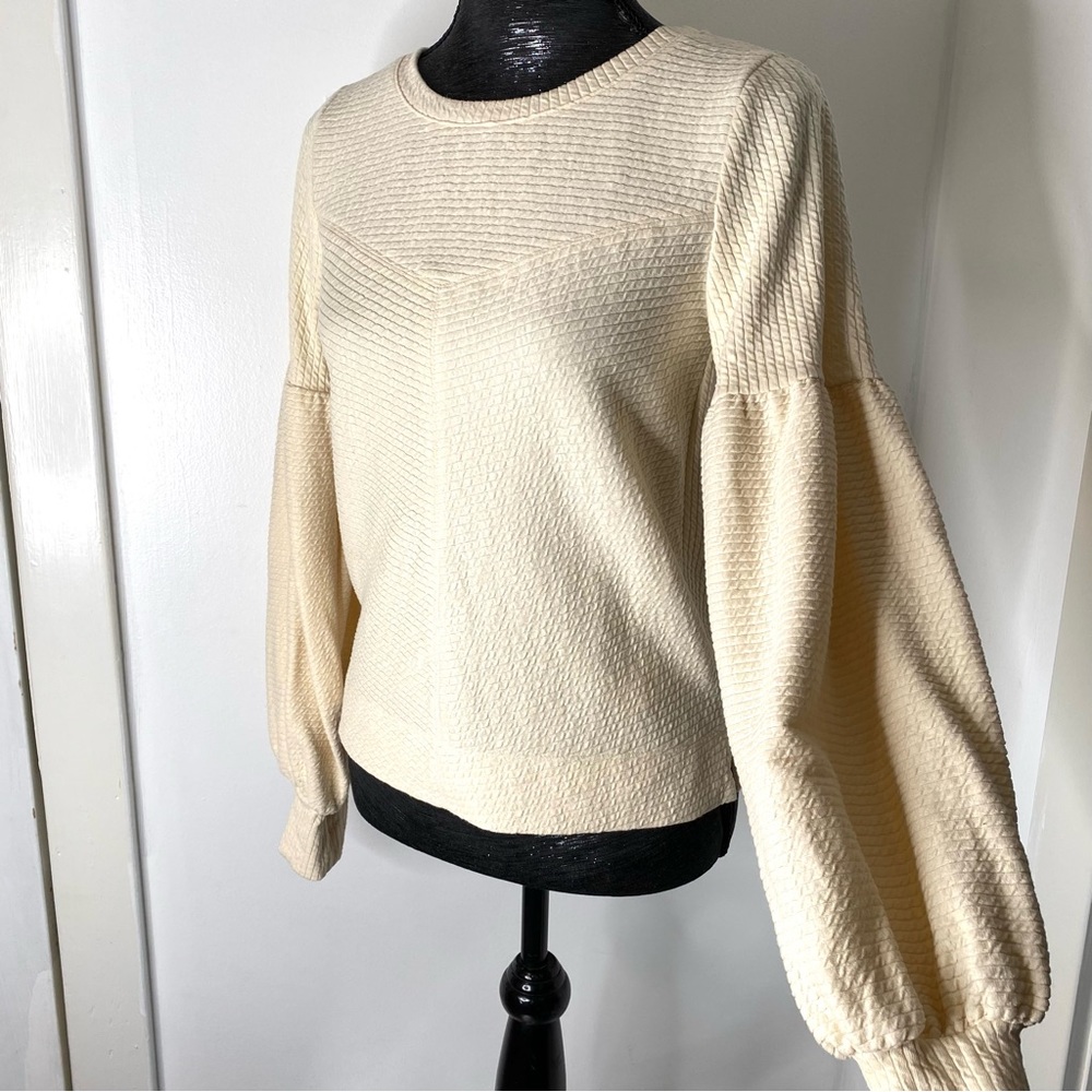 Anthropologie Puff Sleeve Textured Top